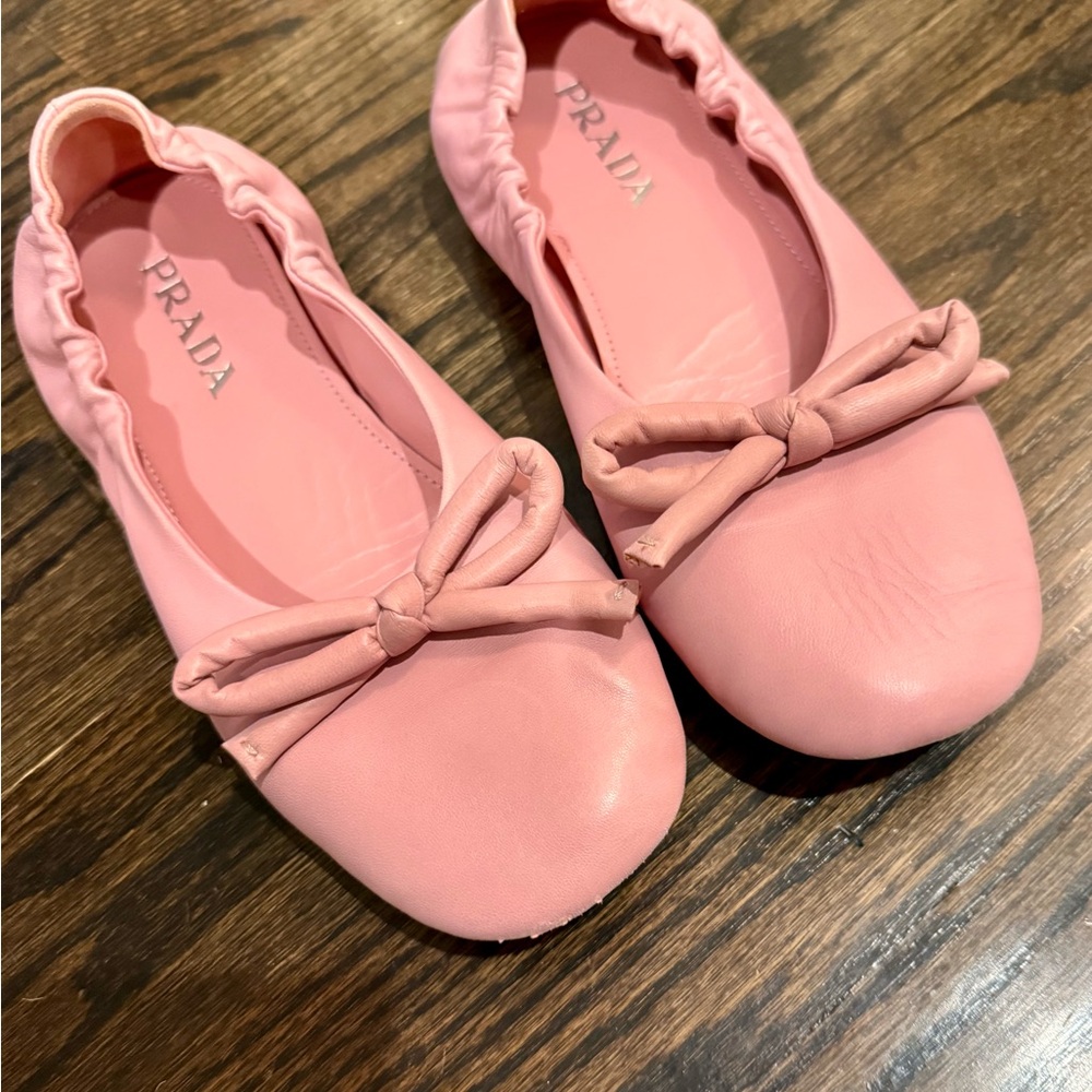 PRADA Pink Leather Ballet Flats